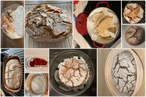 Eine Fotocollage mit Bildern von verschiedenen gebackenen Broten.